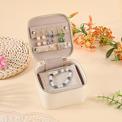 Portable Travel PU Leather Jewelry Storage Zipper Boxes with Handle&nbsp;CON-WH20005-28A