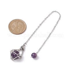 Brass Pouch Gemstone Round Beads Dowsing Pendulums&nbsp;PALLOY-JF02504