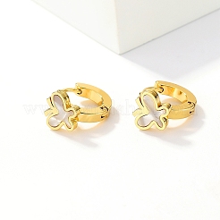 Butterfly 201 Stainless Steel Acrylic Shell Hoop Earrings for Women&nbsp;JF2774-1