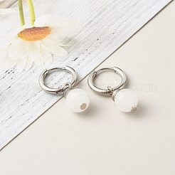 Natural White Jade Beads Earrings for Girl Women Gift&nbsp;EJEW-JE04607-03
