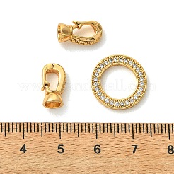 SHEGRACE Brass Micro Pave Clear Cubic Zirconi Fold Over Clasps&nbsp;XGRQ6B122-887G