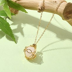 Natural Mixed Gemstone Round Pendant Necklaces&nbsp;NJEW-JN04565