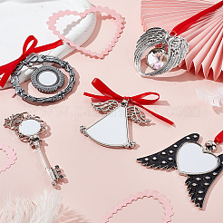 5 Sets 5 Styles Zinc Alloy Heat Transfer Sublimation Blank Pendant Decorations&nbsp;AJEW-GA0007-53