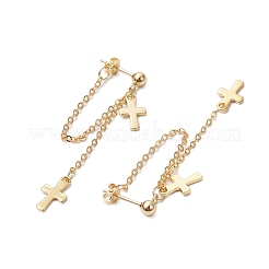 Brass Chains Long Dangle Stud Earrings for Women&nbsp;EJEW-JE06223