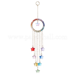 Wire Wrapped Natural Gemstone Ring Pendant Decorations&nbsp;HJEW-JM01035