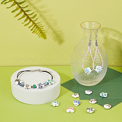 60Pcs 15 Style Heart & Flower & Star Handmade Porcelain Ceramic Beads Strands&nbsp;PORC-PH0001-30