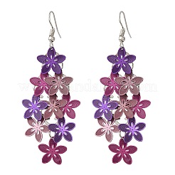 430 Stainless Steel Flower Dangle Earrings&nbsp;EJEW-A137-07P-02