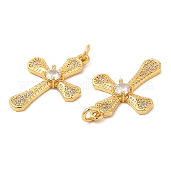 Brass Micro Pave Cubic Zirconia Pendants&nbsp;KK-P236-24G