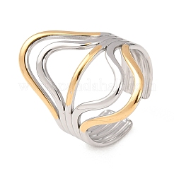 304 Stainless Steel Open Cuff Rings for Women&nbsp;RJEW-K321-01H
