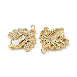 Brass Micro Pave Clear Cubic Zirconia Pendants&nbsp;KK-B083-33C-G