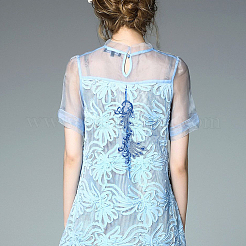 Peacock Tail Pattern Polyester Fabrics Computerized Embroidery Cloth Sew on Appliques&nbsp;PATC-WH0009-06
