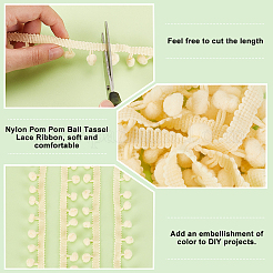 Nylon Pom Pom Ball Tassel Lace Ribbon&nbsp;DIY-WH0580-31C