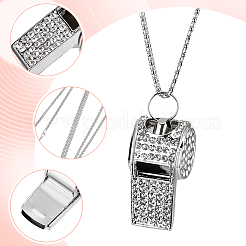 1Pc Iron Rhinestone Whistle Pendant Popcorn Chain Necklaces for Women&nbsp;NJEW-DR0001-03A