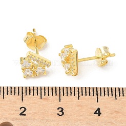 925 Sterling Silver Clear Cubic Zirconia Stud Earrings&nbsp;EJEW-Q032-01C-G