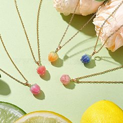 Flower Epoxy Resin Pendant Necklaces&nbsp;NJEW-JN05047