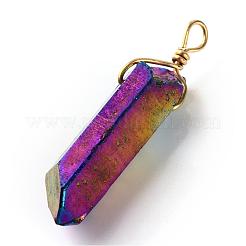Electroplate Natural Crystal Pendants&nbsp;G-Q458-37