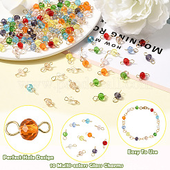 240Pcs 10 Colors Glass Connector Charms&nbsp;PALLOY-SW00087