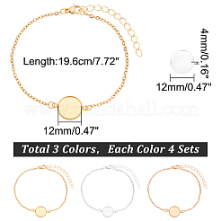 12Pcs 3 Color Blank Dome Flat Round Glass Link Bracelets Set&nbsp;BJEW-AB00003