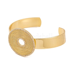 Brass Micro Pave Clear Cubic Zirconia Flat Round Open Cuff Bangles for Women&nbsp;BJEW-S147-13G