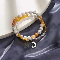 Moon and Star Charm Multi-strand Bracelet&nbsp;BJEW-TA00033-04