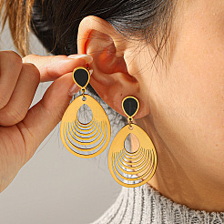 304 Stainless Steel & Acrylic Stud Dangle Earrings&nbsp;WGE99BE-01