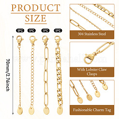 4Pcs 4 Styles 304 Stainless Steel Chain Extender&nbsp;HJEW-TA0001-43