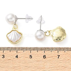 Shell Shape Alloy Dangle Stud Earrings&nbsp;EJEW-F408-01G