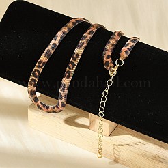 Leopard Print Alloy Snake Chain Necklaces for Women&nbsp;NJEW-K281-01