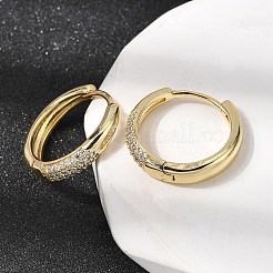 Rack Plating Brass Clear Cubic Zirconia Hoop Earrings&nbsp;EJEW-L308-03G