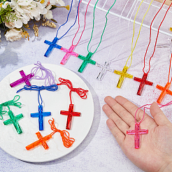 40Pcs 8 Colors Cross Polystyrene Pendant Necklaces&nbsp;DIY-DC0004-02
