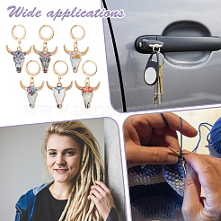 Alloy Enamel Ox-Head Pendant Locking Stitch Markers&nbsp;HJEW-AB00056