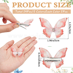 24Pcs 12 Colors Cloth Butterfly Alligator Hair Clip&nbsp;FIND-CP0002-47