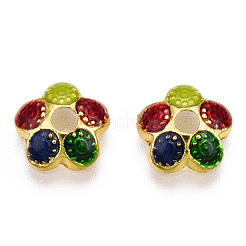 5-Petal Alloy Enamel Bead Caps&nbsp;X1-ENAM-TAC0023-02