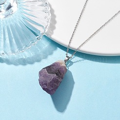 Rough Raw Amethyst Pendant Necklaces&nbsp;NJEW-JN04637-01