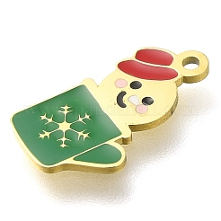 Christmas Themed Ion Plating(IP) 304 Stainless Steel Enamel Charms&nbsp;STAS-B075-36G-05