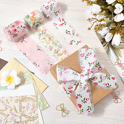 3 Rolls 3 Styles Flower Pattern Polyester Ribbon&nbsp;OCOR-CP0001-28B