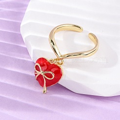 Brass Enamel Open Cuff Rings for Women&nbsp;RJEW-U057-14A-G