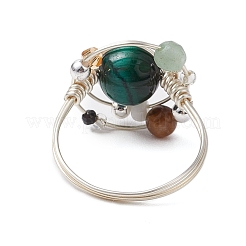 Planet Natural Green Aventurine Finger Rings&nbsp;RJEW-TA00165-02