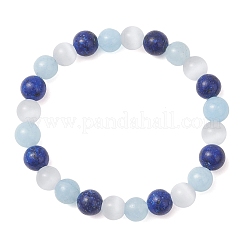 Dyed Natural Quartz & Sesame Jasper Beaded Stretch Bracelets for Women Men&nbsp;BJEW-JB13403