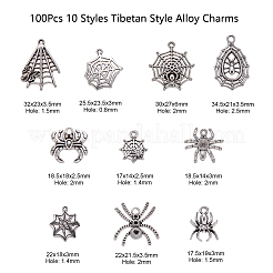 100Pcs 10 Styles Tibetan Style Alloy Pendants&nbsp;TIBEP-CJ0001-80