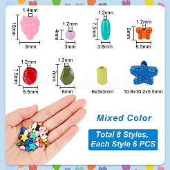 48Pcs 8 Style Spray Painted Alloy Beads&nbsp;FIND-PH0010-93