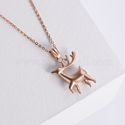Vintage Style Stainless Steel Deer Pendant Necklaces for Women&nbsp;WK4477