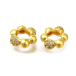 Rack Plating Brass Micro Pave Cubic Zirconia European Beads&nbsp;KK-F883-06G