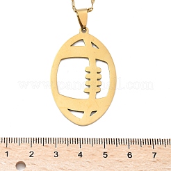 201 Stainless Steel Hollow Rugby Pendant Necklaces&nbsp;NJEW-D318-01G