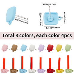 32Pcs 8 Colors Alloy Stud Earring Findings&nbsp;FIND-SC0015-80