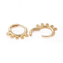 5-hole Rack Plating Eco-friendly Brass Huggie Hoop Earring Findings&nbsp;KK-D075-06G-RS