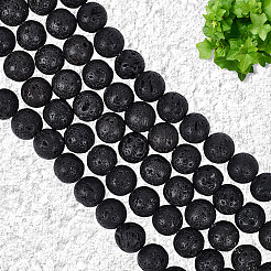 5 Strands Natural Lava Rock Round Beads Strands&nbsp;G-LT0001-02B-02