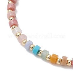 7Pcs Natural & Synthetic Mixed Gemstone & Brass Beads Stretch Bracelets for Women&nbsp;BJEW-JB13334