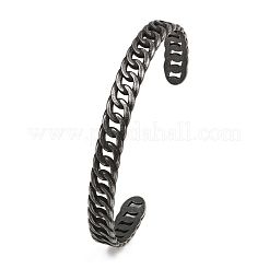 316 Surgical Stainless Steel Curb Chain Cuff Bangles&nbsp;BJEW-C125-01AS