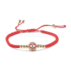 Round with Evil Eye Braided Bead Bracelet for Girl Women&nbsp;BJEW-JB06974